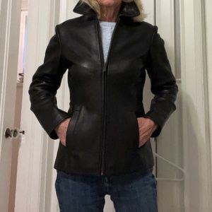 Leather Jacket, Black, Liz Claiborne